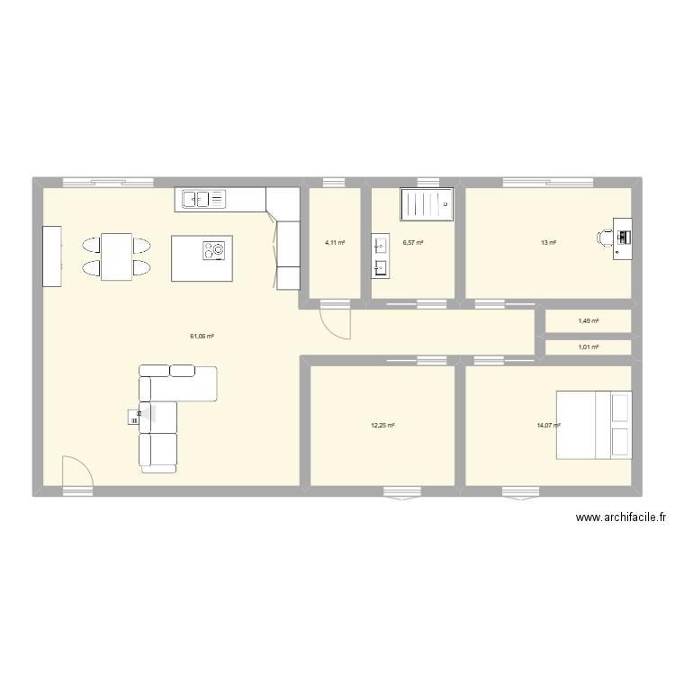 maison. Plan de 8 pièces et 114 m2