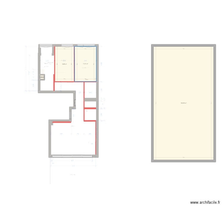 marc. Plan de 4 pièces et 121 m2