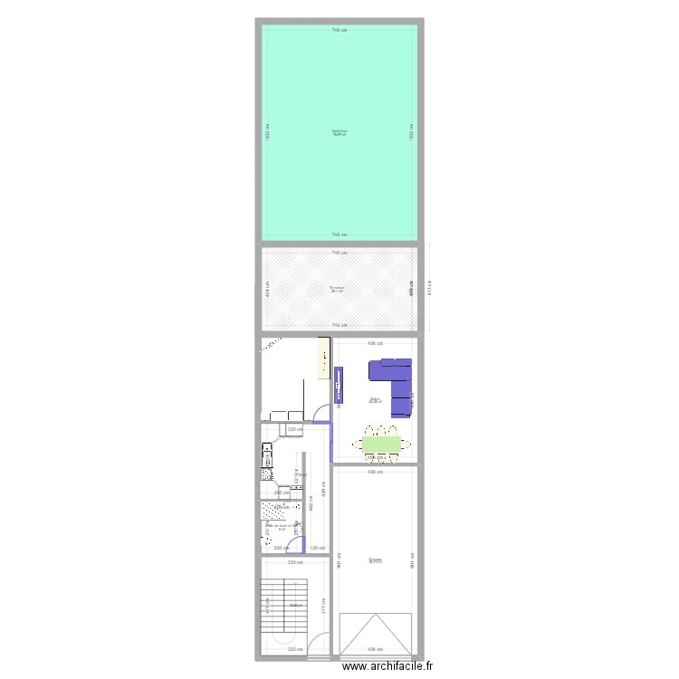 lota rdc. Plan de 7 pièces et 203 m2