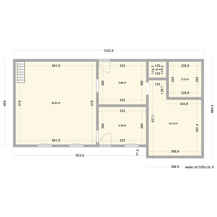 cuisine Nath. Plan de 6 pièces et 75 m2