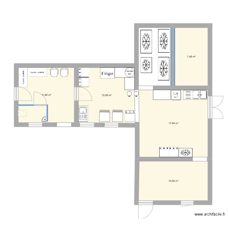 Grange - Atelier. Plan de 5 pièces et 60 m2