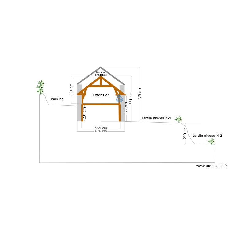 Marzan plan de coupe. Plan de 2 pièces et 0 m2