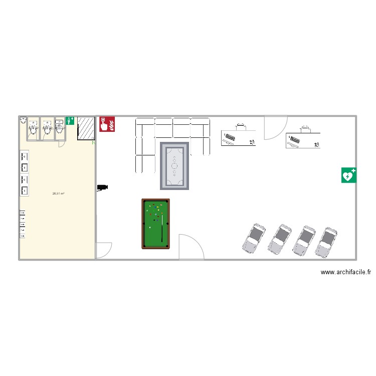 reception. Plan de 4 pièces et 29 m2