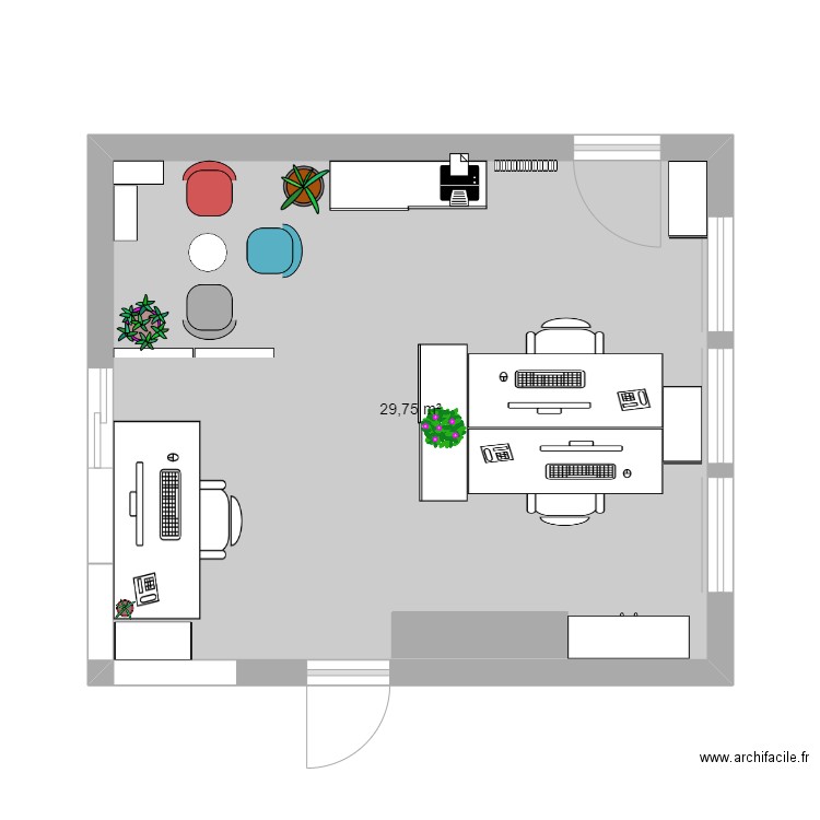 Bureau. Plan de 1 pièce et 30 m2