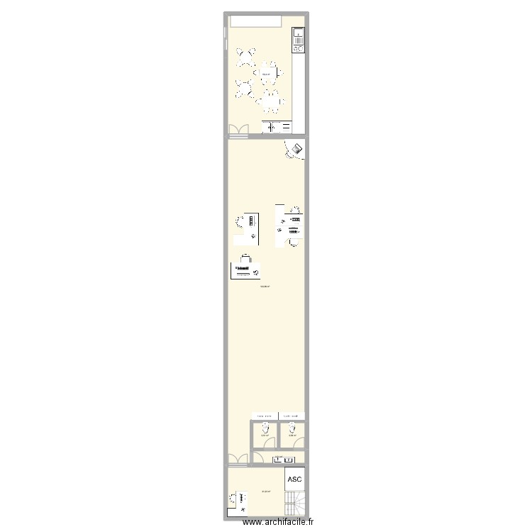 Rez de chaussé gare gore. Plan de 6 pièces et 207 m2