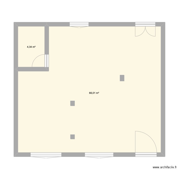 Alex ris. Plan de 2 pièces et 70 m2