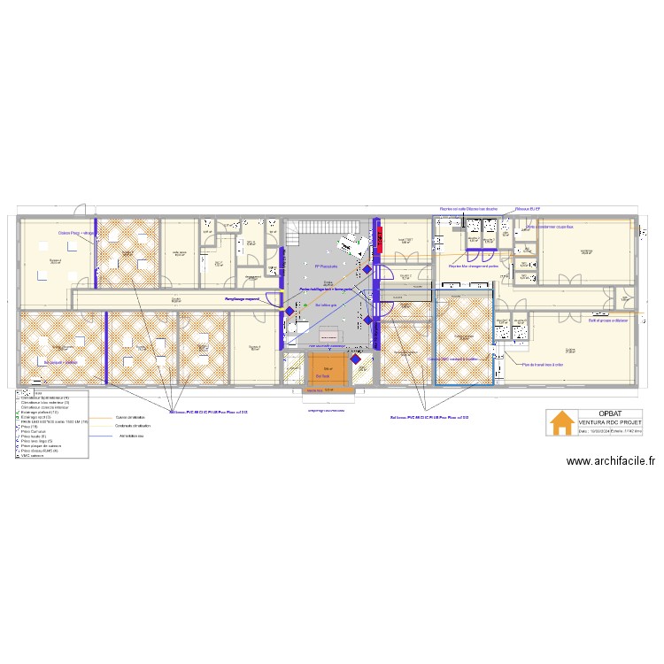 RDC  VENTURA PROJET. Plan de 38 pièces et 398 m2