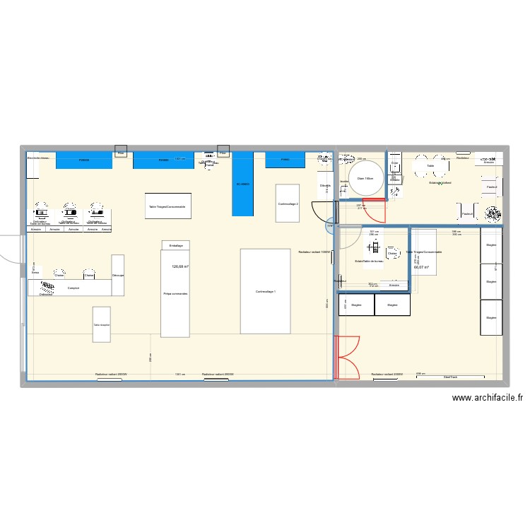 Plan2-3110. Plan de 2 pièces et 193 m2