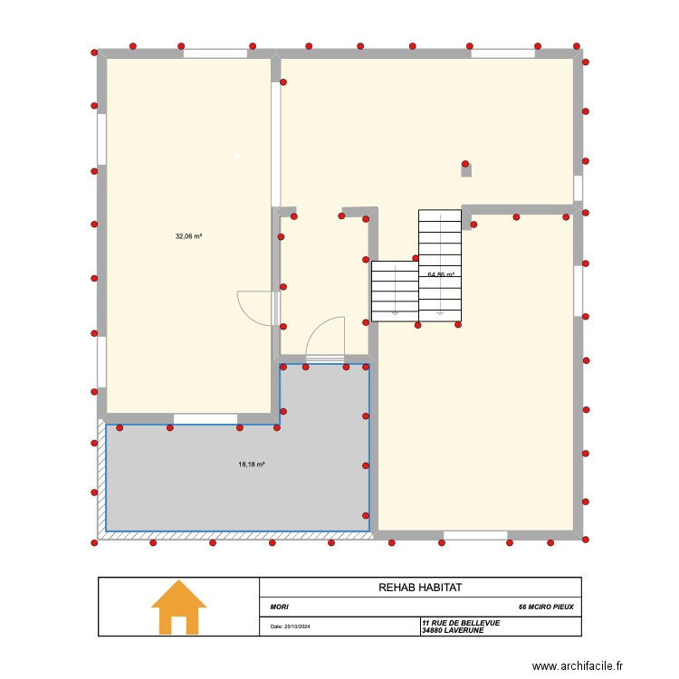 MORI 34 LAVERUNE. Plan de 3 pièces et 115 m2