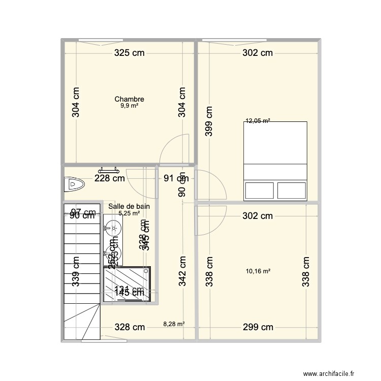 ETAGE 3. Plan de 5 pièces et 46 m2