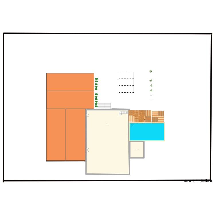 Piscine . Plan de 2 pièces et 328 m2