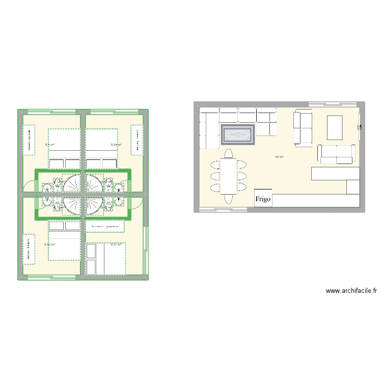 keni 2. Plan de 9 pièces et 83 m2