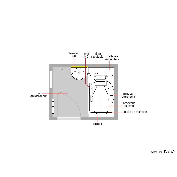 varenne. Plan de 1 pièce et 4 m2