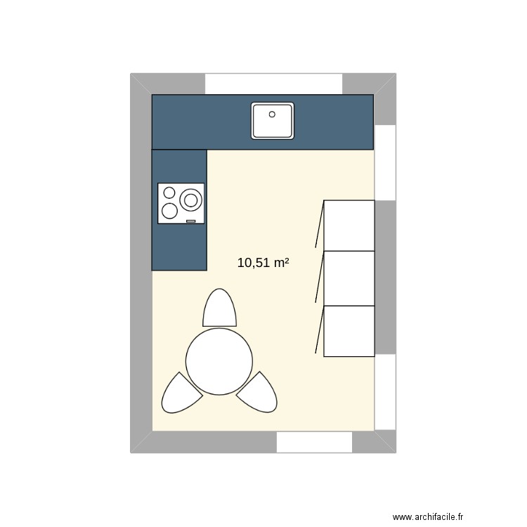 plan 3. Plan de 1 pièce et 11 m2