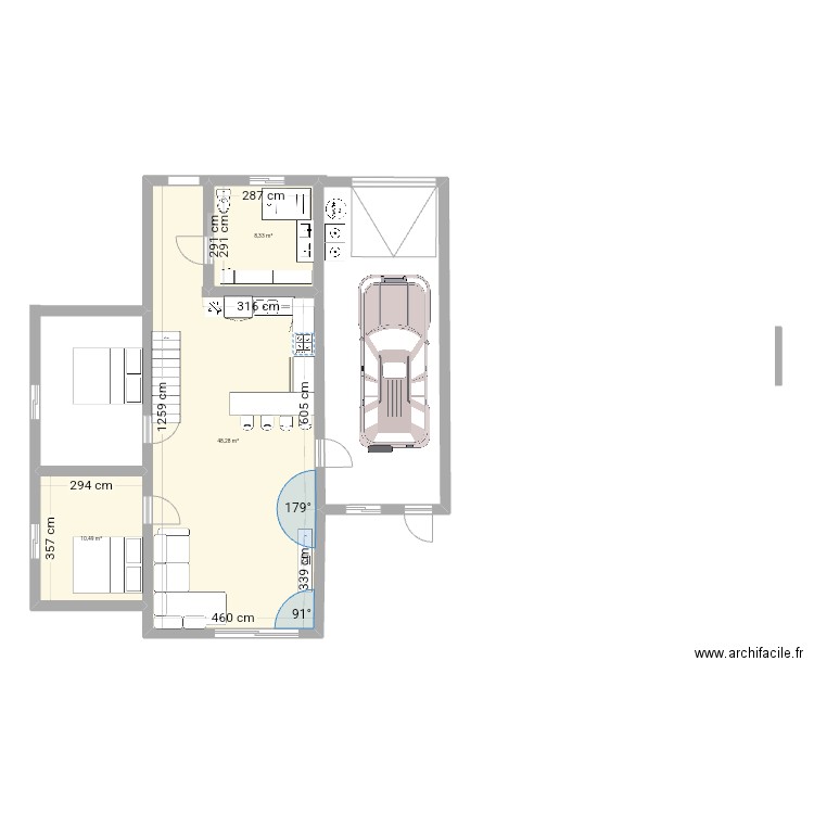 Paddle 2. Plan de 3 pièces et 94 m2