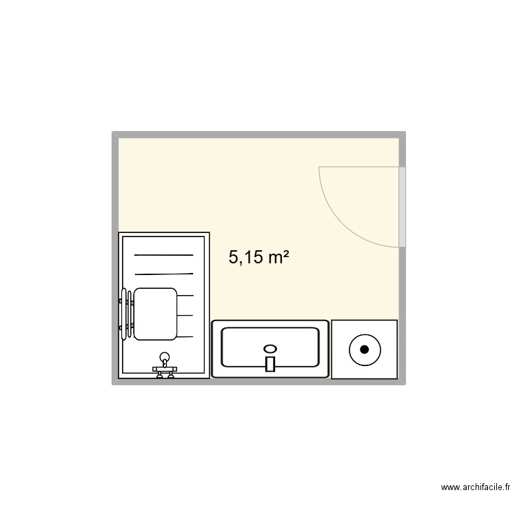 SDB. Plan de 1 pièce et 5 m2