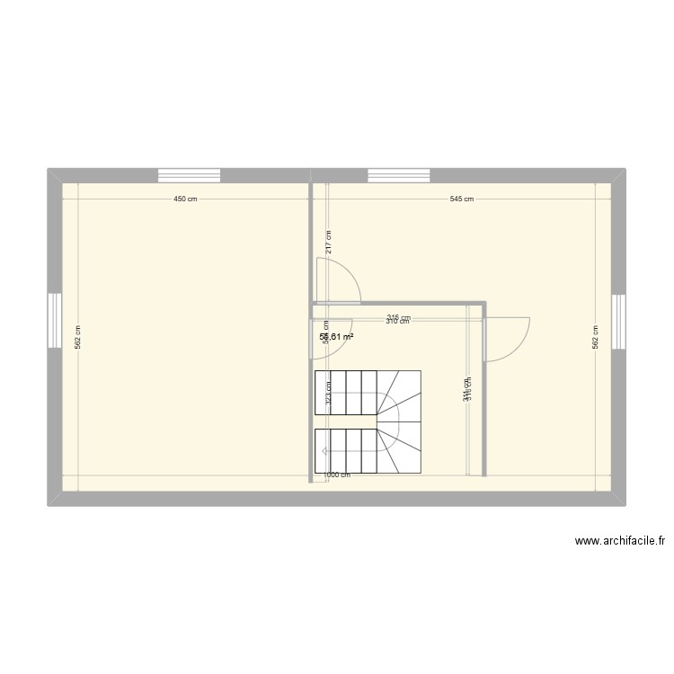 comble. Plan de 1 pièce et 56 m2