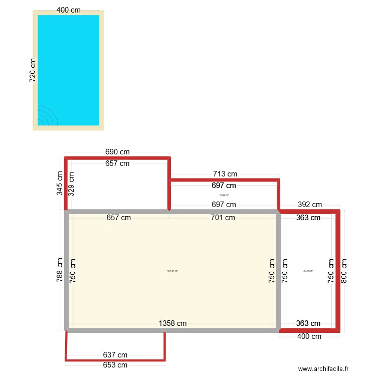 Maison des Bergeys. Plan de 3 pièces et 142 m2