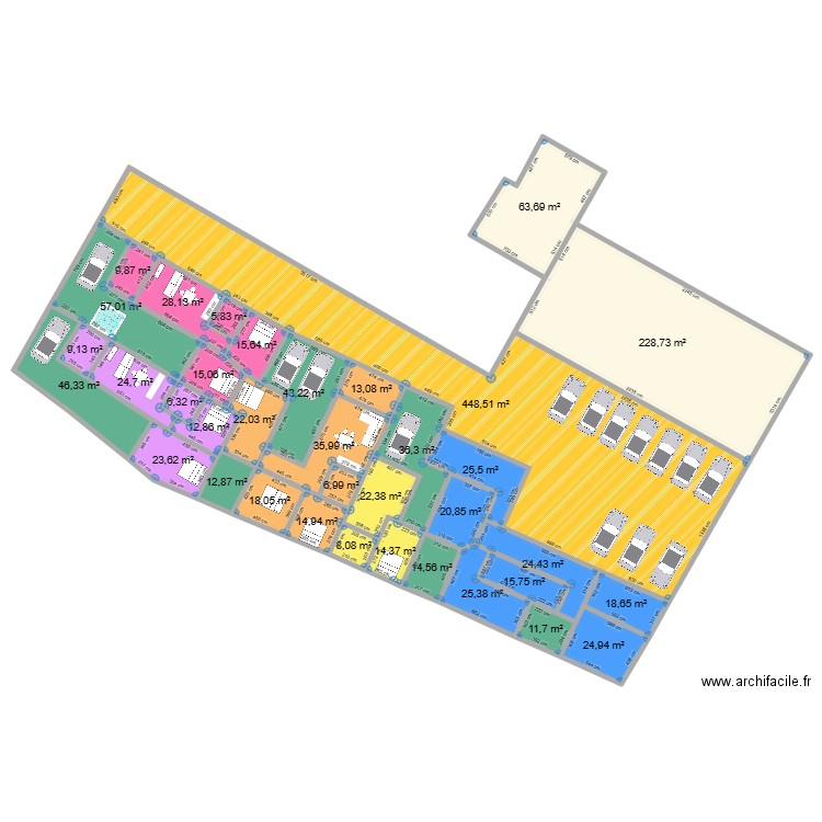 MAMY7. Plan de 36 pièces et 1425 m2