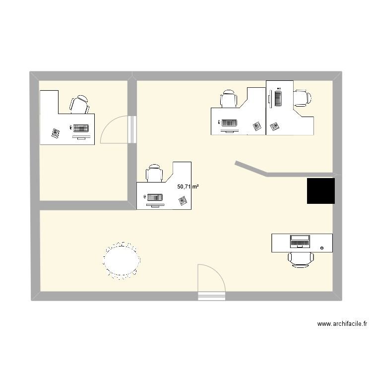 Informatique 2e étage 3. Plan de 1 pièce et 51 m2