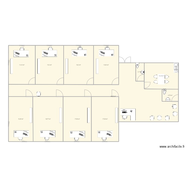 CABINET MEDICAL. Plan de 12 pièces et 195 m2