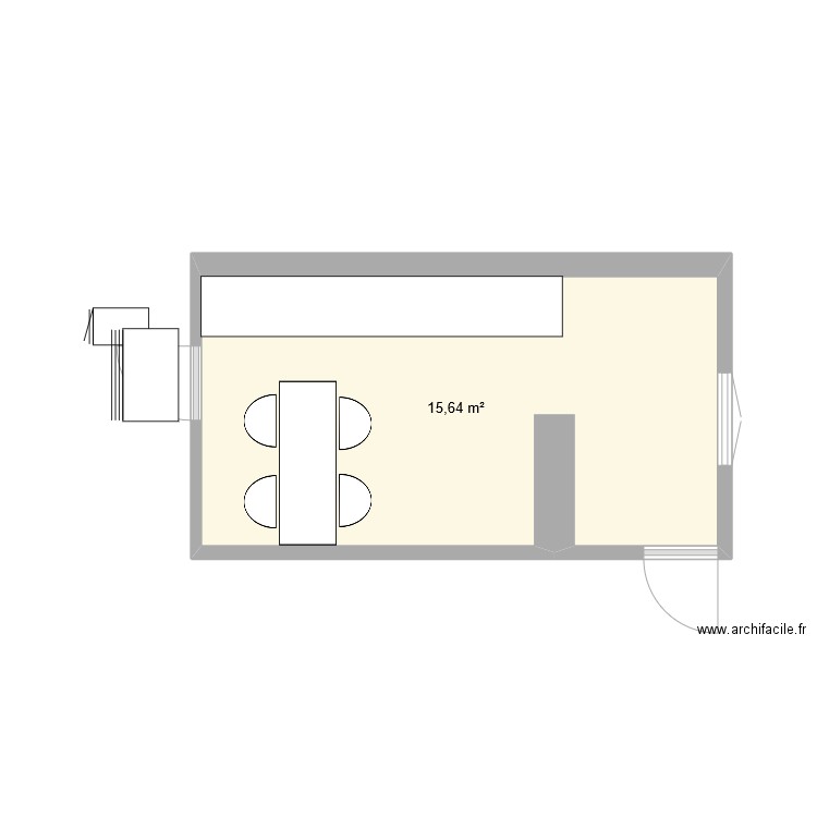 cuisine digna. Plan de 1 pièce et 16 m2