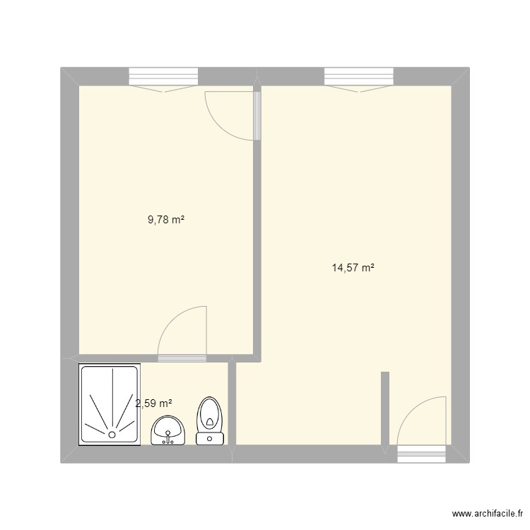 STUDIO 18EME. Plan de 3 pièces et 27 m2