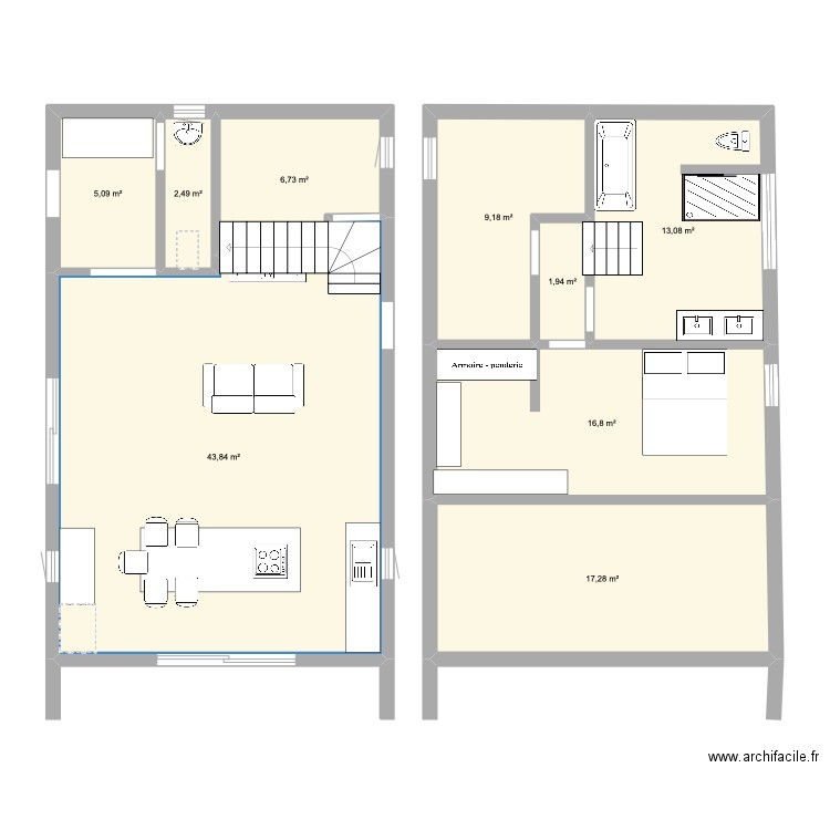 Version 4. Plan de 9 pièces et 116 m2