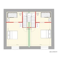 Plan étage avec un escalier central bifurqué sans garage