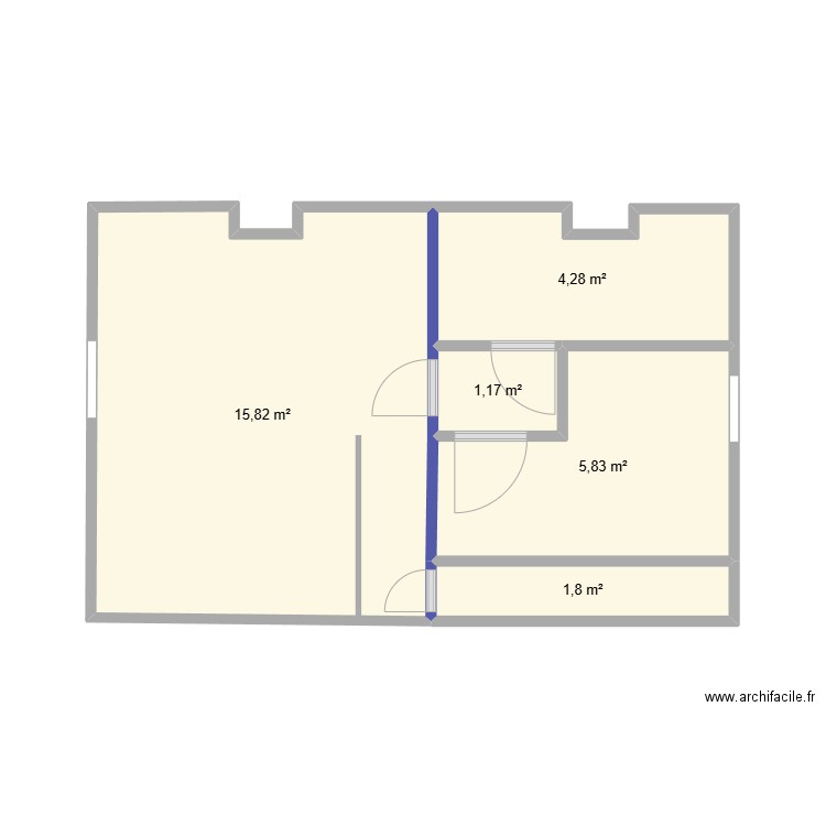 manson base. Plan de 5 pièces et 29 m2