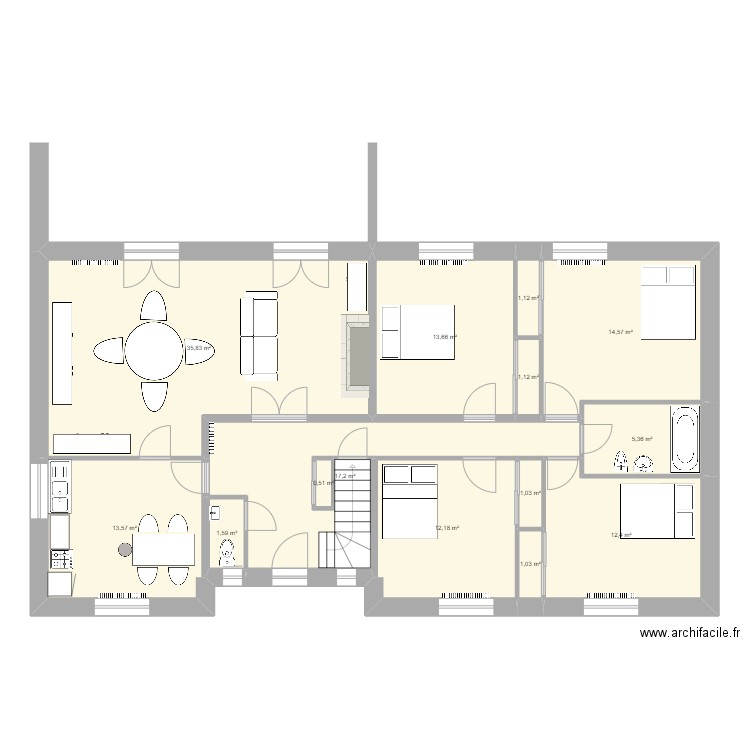 Logement de fonction n°1. Plan de 14 pièces et 131 m2