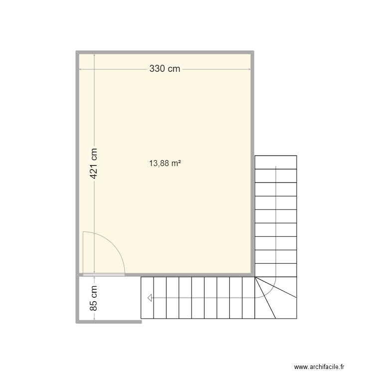 148 Cours marechal gallieni - 2eme étage. Plan de 1 pièce et 14 m2