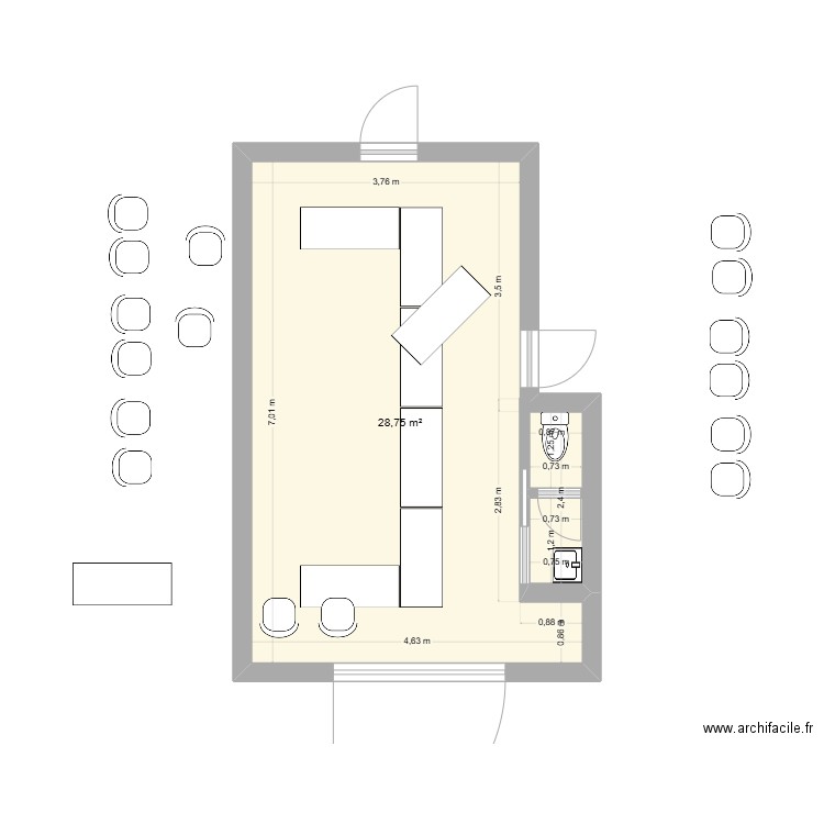 garage 4. Plan de 1 pièce et 29 m2