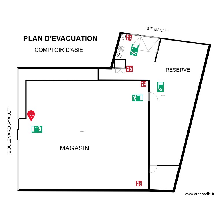 PLAN D'EVACUATION. Plan de 2 pièces et 452 m2