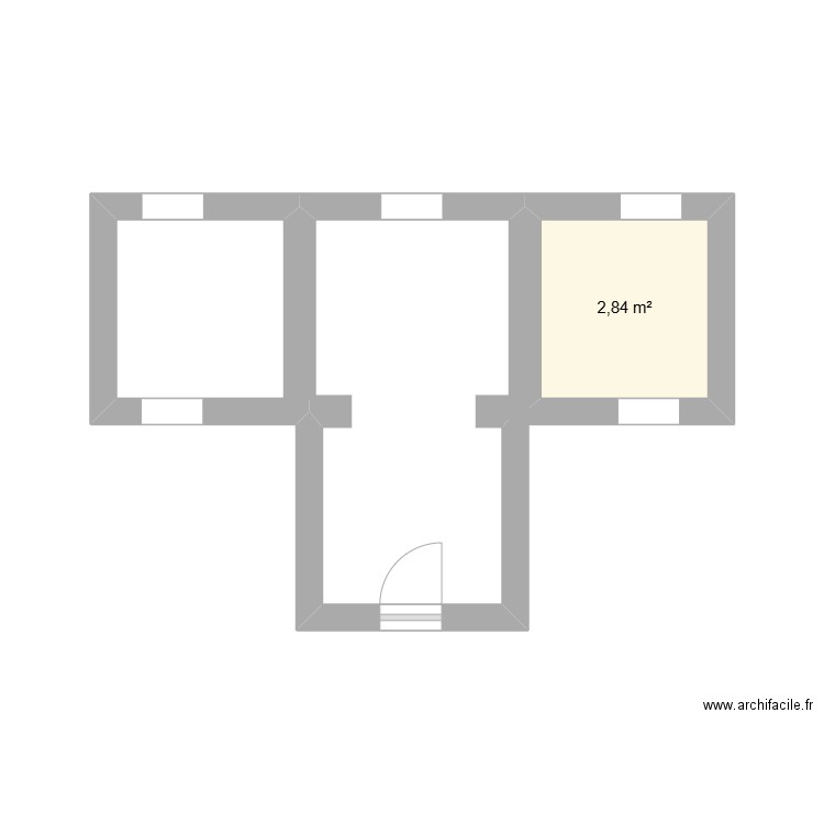 mmj. Plan de 1 pièce et 3 m2