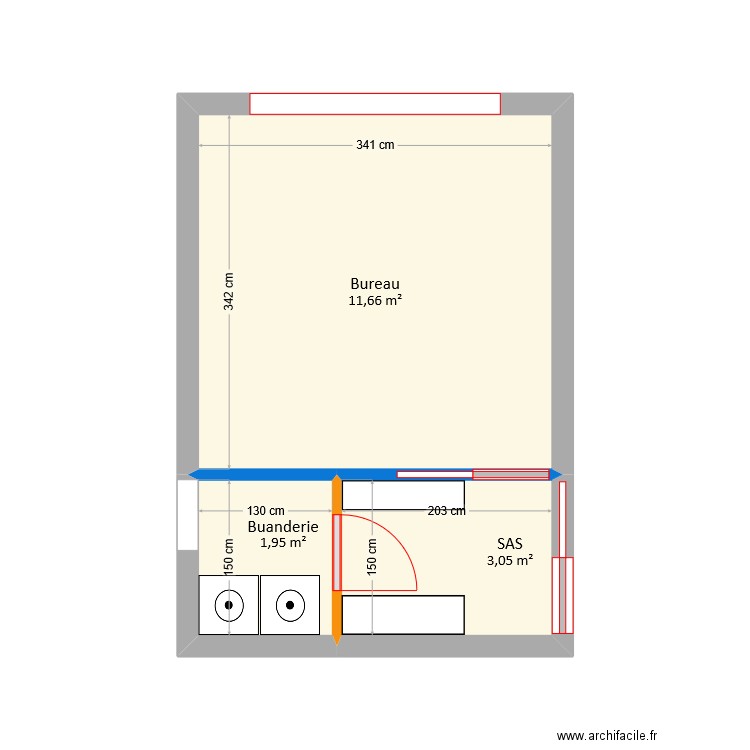 Thérond - Garage. Plan de 3 pièces et 17 m2