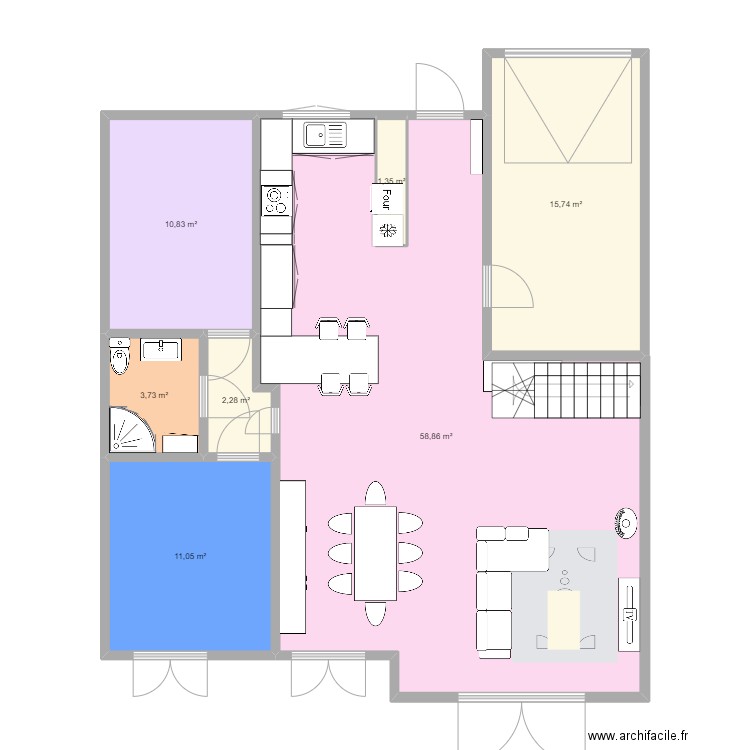 maison après. Plan de 7 pièces et 104 m2