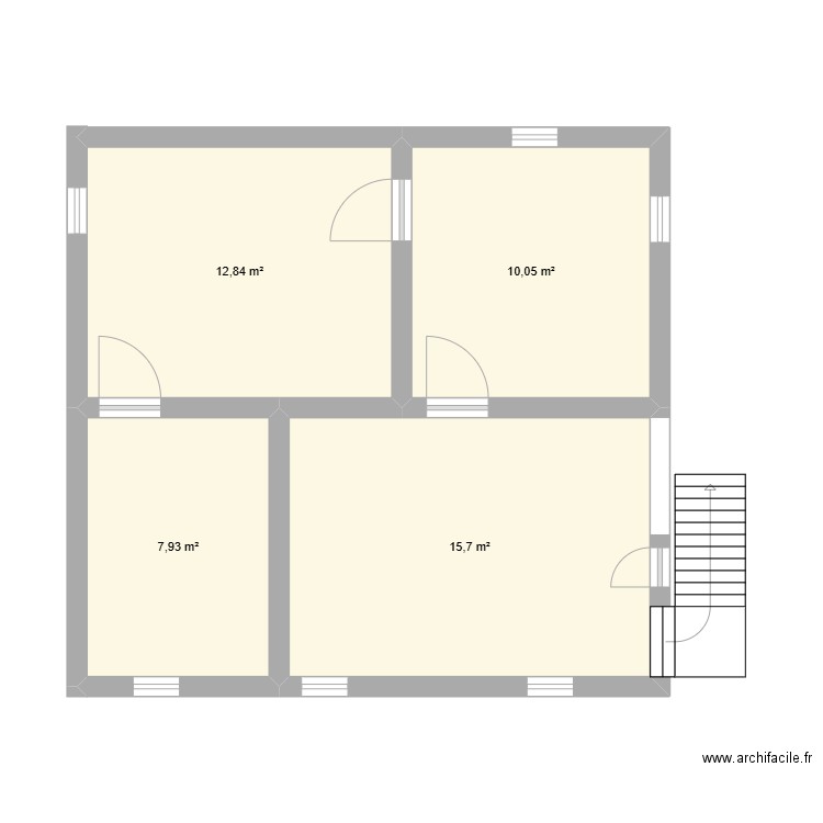 sous sol. Plan de 4 pièces et 47 m2