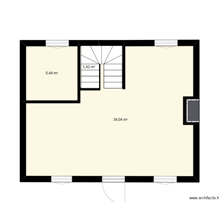 Maison Plémy rez de chaussée . Plan de 3 pièces et 41 m2
