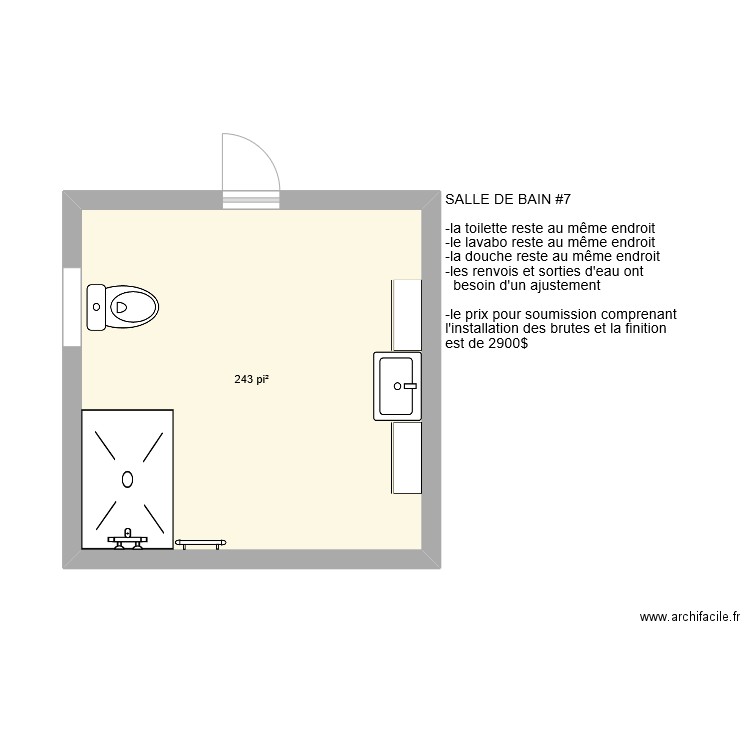 SDB #7. Plan de 1 pièce et 23 m2