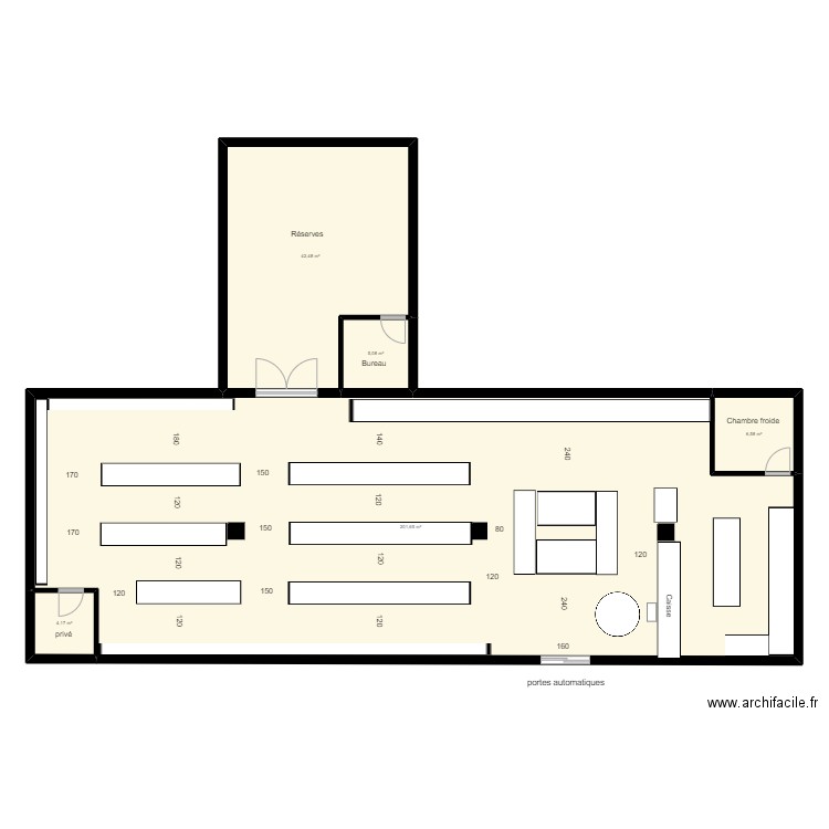 coccinelle. Plan de 5 pièces et 260 m2