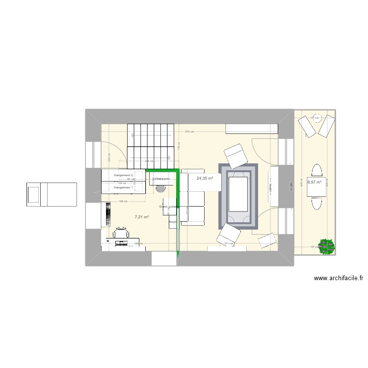 Maison Edouard RDC. Plan de 3 pièces et 40 m2