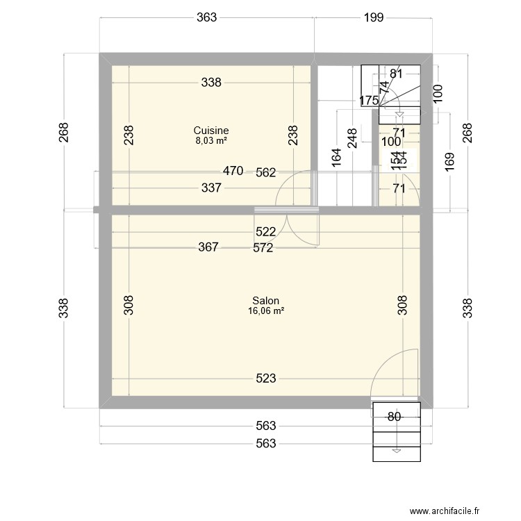 HOME. Plan de 3 pièces et 25 m2