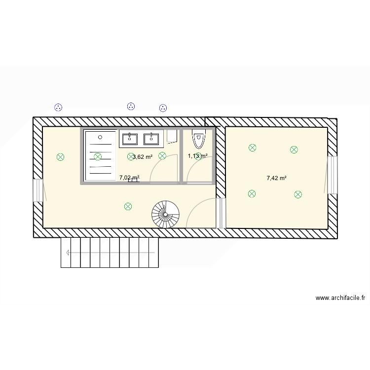 Salle de bain. Plan de 4 pièces et 25 m2