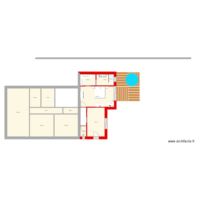 chambre parental. Plan de 12 pièces et 129 m2