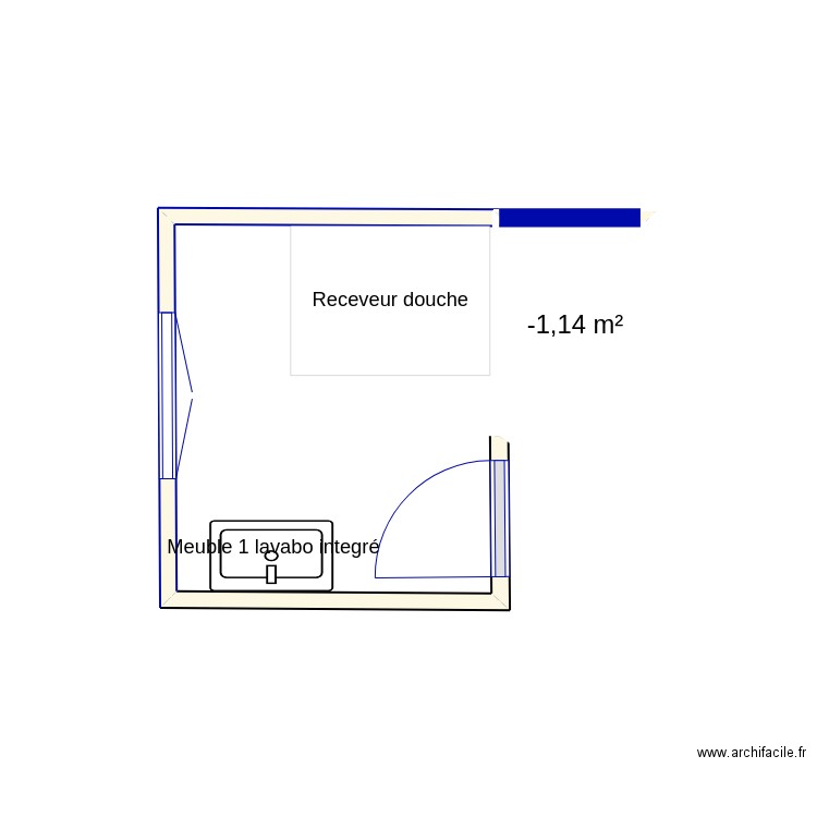 sdb1. Plan de 1 pièce et 1 m2