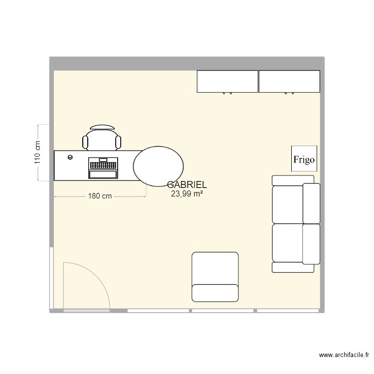 Bureau Gabriel. Plan de 1 pièce et 24 m2