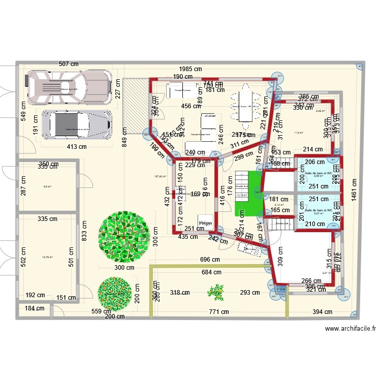 PLAN PERSO. Plan de 15 pièces et 256 m2