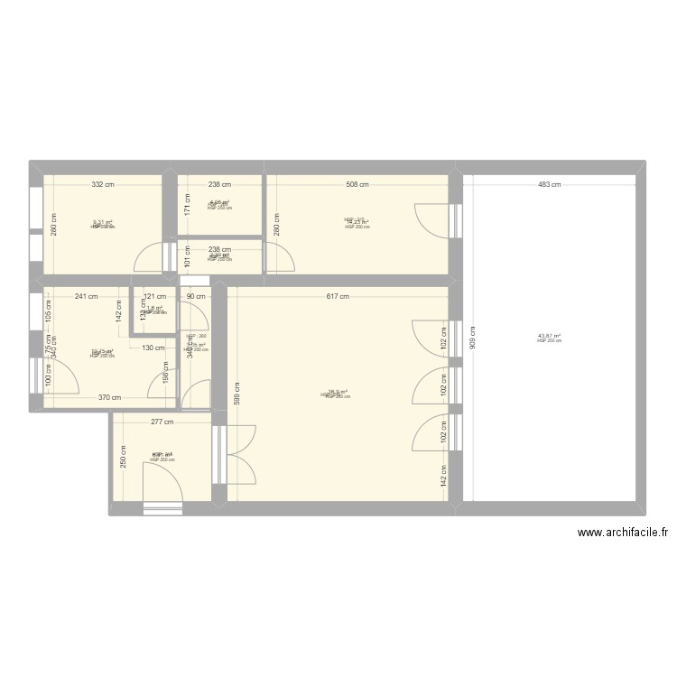 boulogne. Plan de 10 pièces et 133 m2