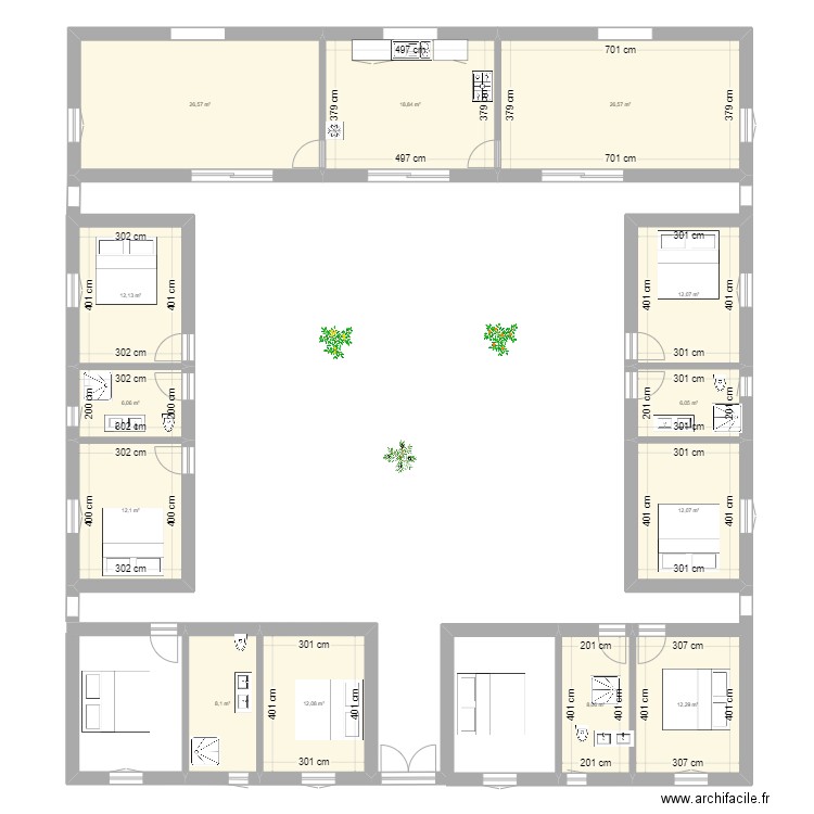 RZAGNA. Plan de 13 pièces et 173 m2